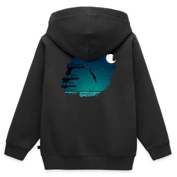 Sprungbrett Schwimmen Sport Schwimmer - Kinder Premium Organic Zip Hoodie - Schwarz - Hinten - AI Model Kid Male (0cm)