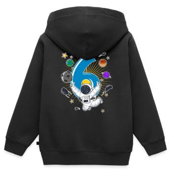 Astronaut 6 Jahre Weltraum Rakete 6. Geburtstag - Kinder Premium Organic Zip Hoodie - Schwarz - Hinten - AI Model Kid Male (0cm)