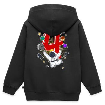 Astronaut 4 Years Space Rocket 4th Birthday - Kids Premium Organic Zip-up Hoodie - black - Back - AI Model Kid Male (0cm)