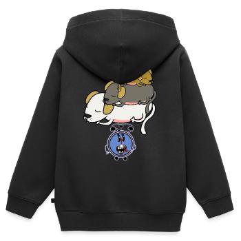Réveil chiens paresseux sommeil fatigue apathique - Sweat Premium à capuche zippé enfant bio - noir - Dos - AI Model Kid Male (0cm)