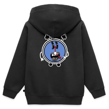 Glocken Wecker Uhr Uhrzeit Müde Langschläfer faul - Kinder Premium Organic Zip Hoodie - Schwarz - Hinten - AI Model Kid Male (0cm)