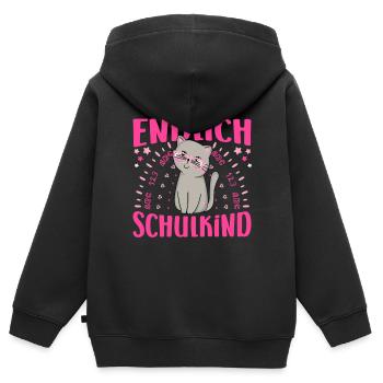 Einschulung Endlich Schulkind Mädchen Erstklässler - Kinder Premium Organic Zip Hoodie - Schwarz - Hinten - AI Model Kid Male (0cm)