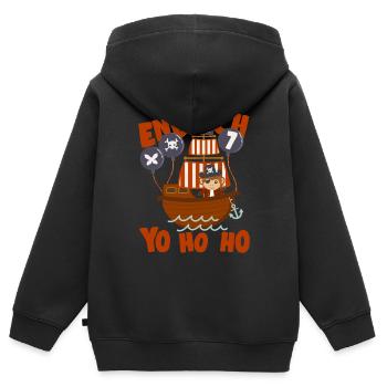 Piratenschiff Endlich 7 Jahre Junge Geburtstagidee - Kinder Premium Organic Zip Hoodie - Schwarz - Hinten - AI Model Kid Male (0cm)