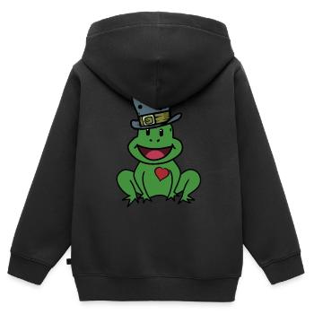 Grenouille Casanover Saint-Valentin Saint-Valentin Love Heart - Sweat Premium à capuche zippé enfant bio - noir - Dos - AI Model Kid Male (0cm)