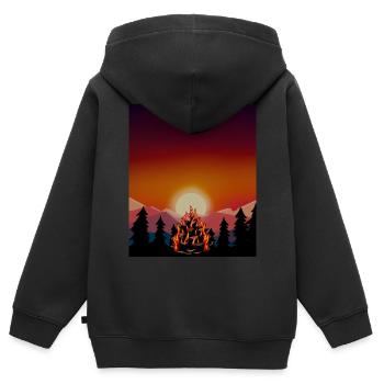 écologie, conservation, feu, forêt, feu, enfer, CO2 - Sweat Premium à capuche zippé enfant bio - noir - Dos - AI Model Kid Male (0cm)