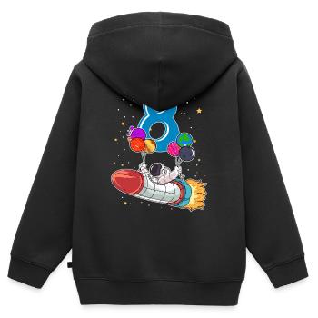 Astronaut 8 Jahre Weltraum Rakete 8. Geburtstag - Kinder Premium Organic Zip Hoodie - Schwarz - Hinten - AI Model Kid Male (0cm)