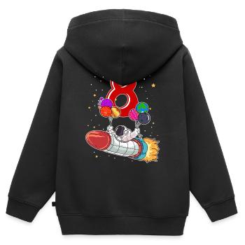 Astronaute 8 ans Space Rocket 8e anniversaire - Sweat Premium à capuche zippé enfant bio - noir - Dos - AI Model Kid Male (0cm)
