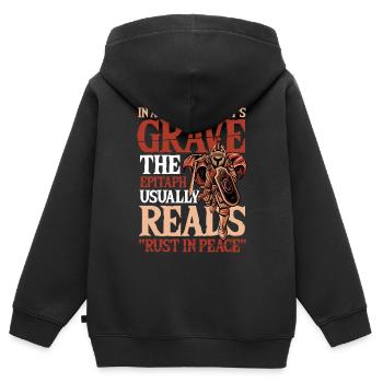 Fallen Knight Rust in Peace Rüstung Ritter Rost - Kinder Premium Organic Zip Hoodie - Schwarz - Hinten - AI Model Kid Male (0cm)