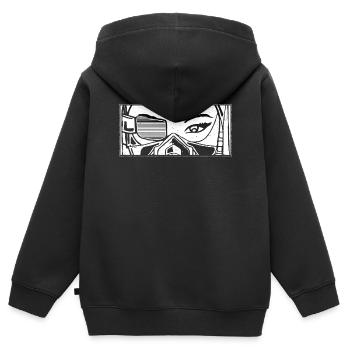 Cyber Esthétique Anime Fille Yeux Cyber Goth - Sweat Premium à capuche zippé enfant bio - noir - Dos - AI Model Kid Male (0cm)