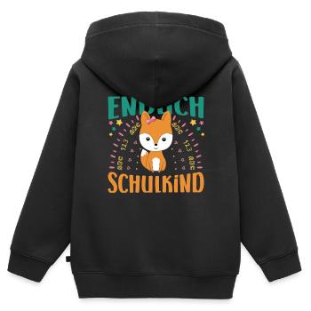 Einschulung Endlich Schulkind Mädchen Fuchs - Kinder Premium Organic Zip Hoodie - Schwarz - Hinten - AI Model Kid Male (0cm)