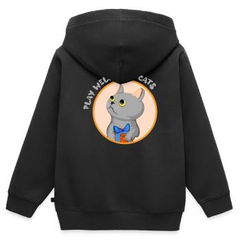 Gut mit anderen spielen Katzenliebhaber Katzenflüs - Kinder Premium Organic Zip Hoodie - Schwarz - Hinten - AI Model Kid Male (0cm)
