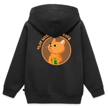 Gut mit anderen spielen Katzentier Katzenflüsterer - Kinder Premium Organic Zip Hoodie - Schwarz - Hinten - AI Model Kid Male (0cm)