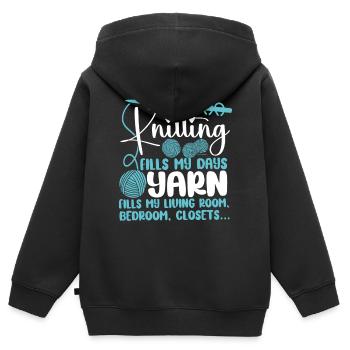 Tricoter Tricoter Tricoter Remplir mon - Sweat Premium à capuche zippé enfant bio - noir - Dos - AI Model Kid Male (0cm)