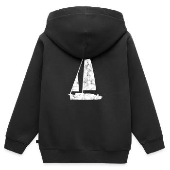 Silhouette de voilier - Sweat Premium à capuche zippé enfant bio - noir - Dos - AI Model Kid Male (0cm)