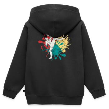 MMA Kampfsport Silhouette - Kinder Premium Organic Zip Hoodie - Schwarz - Hinten - AI Model Kid Male (0cm)