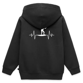 Silhouette de surfeur - Sweat Premium à capuche zippé enfant bio - noir - Dos - AI Model Kid Male (0cm)