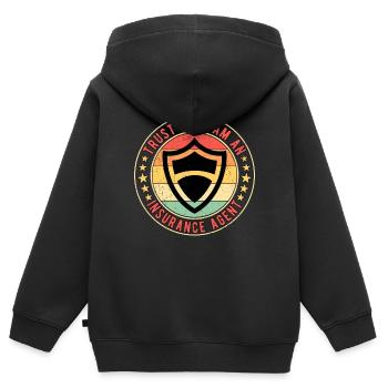 Vendeur d’assurance Agent d’assurance - Sweat Premium à capuche zippé enfant bio - noir - Dos - AI Model Kid Male (0cm)