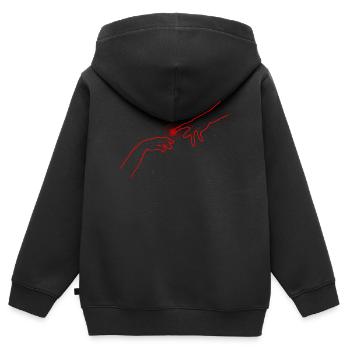 Création esthétique Cryptidcore d’Adam - Sweat Premium à capuche zippé enfant bio - noir - Dos - AI Model Kid Male (0cm)