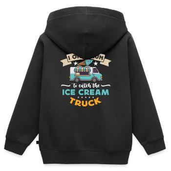 Crème glacée Je ne cours que pour attraper des bonbons glacés à la vanille - Sweat Premium à capuche zippé enfant bio - noir - Dos - AI Model Kid Male (0cm)