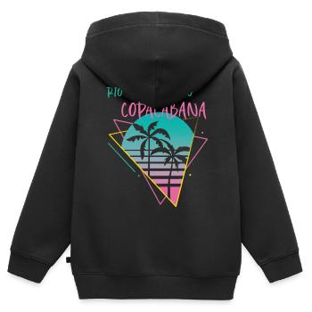 Copacabana-Palme Rio-Ferien-Strand-Ozean-Surfen - Kinder Premium Organic Zip Hoodie - Schwarz - Hinten - AI Model Kid Male (0cm)