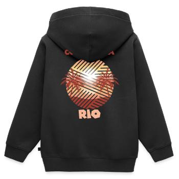Copacabana Rio-Palme-Ferien-Strand-Ozean-Surfen - Kinder Premium Organic Zip Hoodie - Schwarz - Hinten - AI Model Kid Male (0cm)