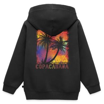 Palme Buntes Copacabana-Paradies Rio-Strand-Ozean - Kinder Premium Organic Zip Hoodie - Schwarz - Hinten - AI Model Kid Male (0cm)