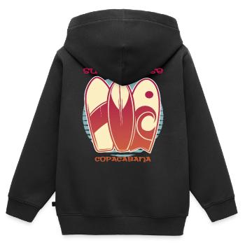 Rio Copacabana Surf Paradise Urlaub Meer Strand So - Kinder Premium Organic Zip Hoodie - Schwarz - Hinten - AI Model Kid Male (0cm)