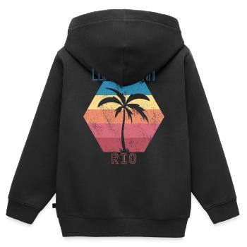 Copacabana Palme Rio de Janeiro Urlaub Meer Strand - Kinder Premium Organic Zip Hoodie - Schwarz - Hinten - AI Model Kid Male (0cm)