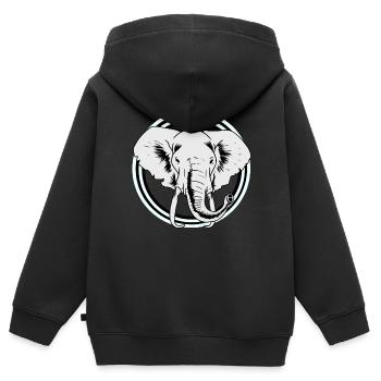Elefant Afrika Elefanten Wildtiere Zoo Dickhäuter - Kinder Premium Organic Zip Hoodie - Schwarz - Hinten - AI Model Kid Male (0cm)