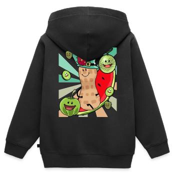 saftig Obst Frücht Genuss Erdnuss Vitamine Nuss - Kinder Premium Organic Zip Hoodie - Schwarz - Hinten - AI Model Kid Male (0cm)