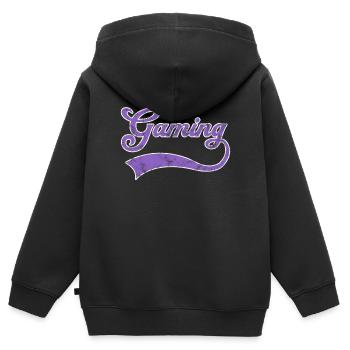 Gaming Schriftzug - Kinder Premium Organic Zip Hoodie - Schwarz - Hinten - AI Model Kid Male (0cm)