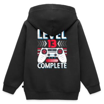 Abi Graduation 13th grade Abitur Gymnasium Level 13 - Kids Premium Organic Zip-up Hoodie - black - Back - AI Model Kid Male (0cm)