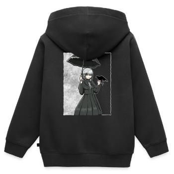 Finlandais Goth Esthétique Gothique Anime Fille Goth - Sweat Premium à capuche zippé enfant bio - noir - Dos - AI Model Kid Male (0cm)