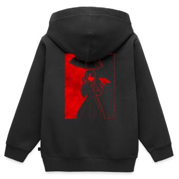 Finlandais Goth Esthétique Gothique Anime Fille Goth - Sweat Premium à capuche zippé enfant bio - noir - Dos - AI Model Kid Male (0cm)