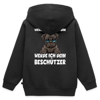 Wenn ich gross bin werde ich dein Beschützer - Kinder Premium Organic Zip Hoodie - Schwarz - Hinten - AI Model Kid Male (0cm)