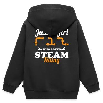 Just A Girl Who Loves Steam Fitting Steamfitter - Kids Premium Organic Zip-up Hoodie - black - Back - AI Model Kid Male (0cm)