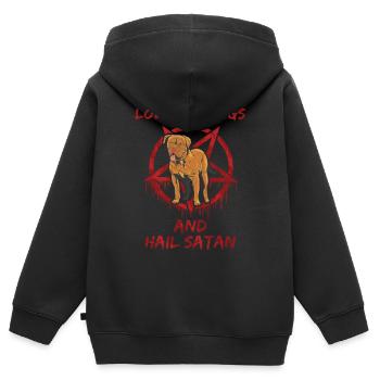 Love Bulldogs and Hail Satan - Kids Premium Organic Zip-up Hoodie - black - Back - AI Model Kid Male (0cm)