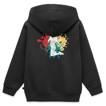 Silhouette de chanteuse chanteuse - Sweat Premium à capuche zippé enfant bio - noir - Dos - AI Model Kid Male (0cm)