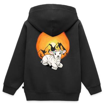 Mountains Austria Alps Lamb Sheep Nature Alm - Kids Premium Organic Zip-up Hoodie - black - Back - AI Model Kid Male (0cm)