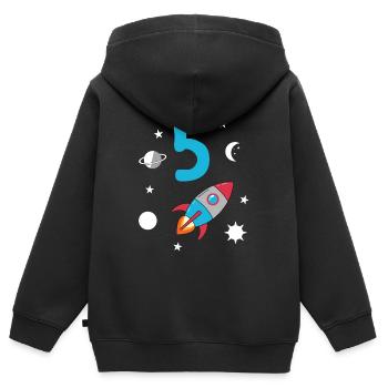 Astronaute de l’espace du 5e anniversaire - Sweat Premium à capuche zippé enfant bio - noir - Dos - AI Model Kid Male (0cm)