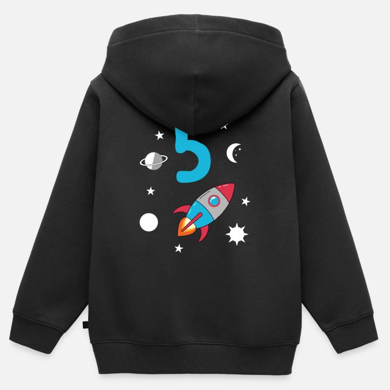 Astronaute de l’espace du 5e anniversaire - Sweat Premium à capuche zippé enfant bio - noir