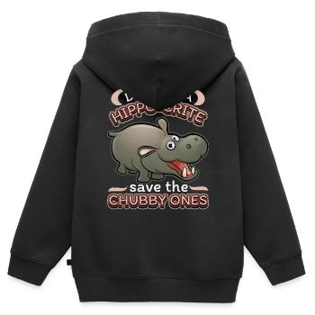 Lustiges Nilpferd, Flusspferd Nilpferd-Pun, Spruch - Kinder Premium Organic Zip Hoodie - Schwarz - Hinten - AI Model Kid Male (0cm)