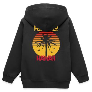 Hawaii Honolulu Palmen Ocean Surfing - Kinder Premium Organic Zip Hoodie - Schwarz - Hinten - AI Model Kid Male (0cm)