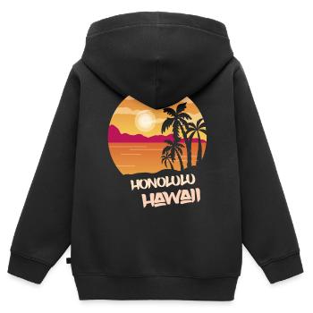 Hawaii Honolulu Holiday Palm Ocean Surfing - Sweat Premium à capuche zippé enfant bio - noir - Dos - AI Model Kid Male (0cm)