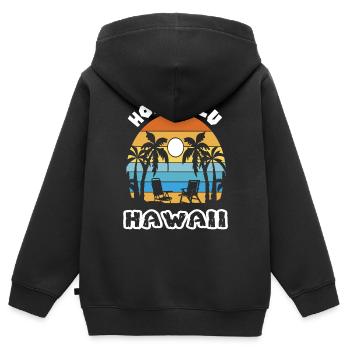 Honolulu Familienurlaub Hawaii Urlaub Ozean Palmen - Kinder Premium Organic Zip Hoodie - Schwarz - Hinten - AI Model Kid Male (0cm)