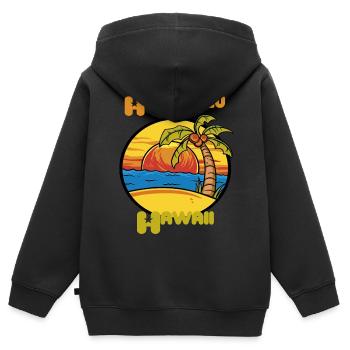 Honolulu Sonnenuntergang Urlaub Hawaii Palmen Ozea - Kinder Premium Organic Zip Hoodie - Schwarz - Hinten - AI Model Kid Male (0cm)