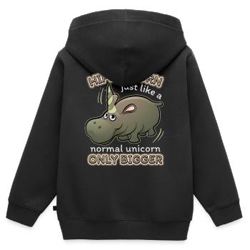 Nilpferd, Flusspferd, Spruch, Einhorn-Unicorn - Kinder Premium Organic Zip Hoodie - Schwarz - Hinten - AI Model Kid Male (0cm)