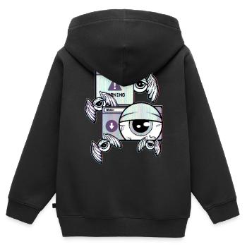 Cassette Futurisme Weirdcore Eyeball Rétro Futurisme - Sweat Premium à capuche zippé enfant bio - noir - Dos - AI Model Kid Male (0cm)