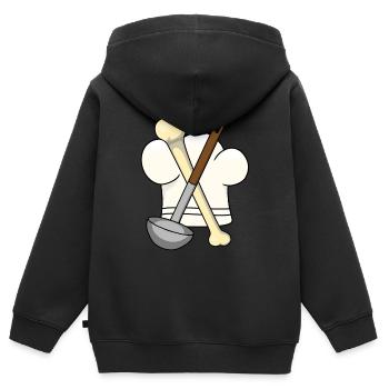 Soupe aux os Louche Chapeau de Chef Chef Gourmet - Sweat Premium à capuche zippé enfant bio - noir - Dos - AI Model Kid Male (0cm)