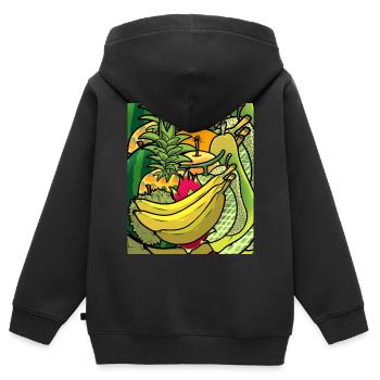 Sommerzeit exotische saftige Früchte Obst Vitamine - Kinder Premium Organic Zip Hoodie - Schwarz - Hinten - AI Model Kid Male (0cm)